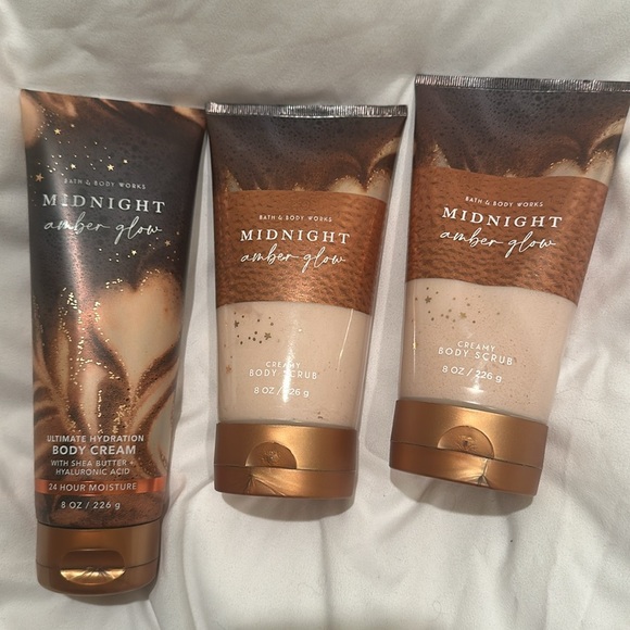3 Bath & Body Works Midnight Amber Glow Scrub/Cream - Picture 1 of 6